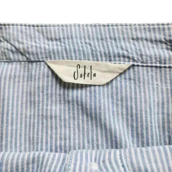 Sotela Amalfi Dress Blue White Stripe Button Front Midi Sleeveless Women's Small - Picture 8 of 14